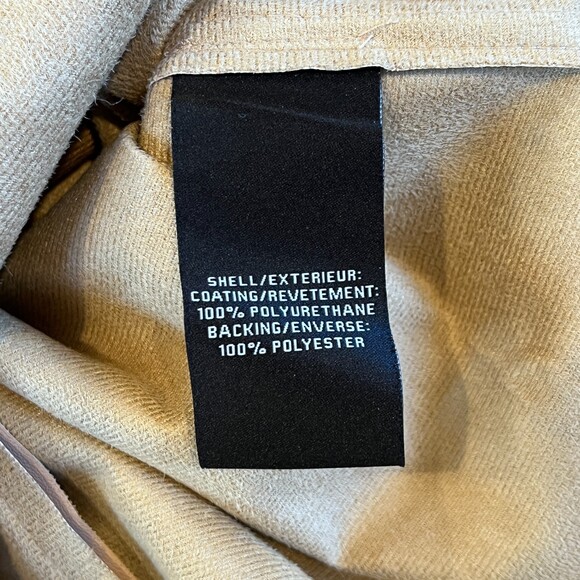 7 for All Mankind Tan Faux Leather Mini Dress Square Neck Long Sleeves NEW NWT - Picture 6 of 7